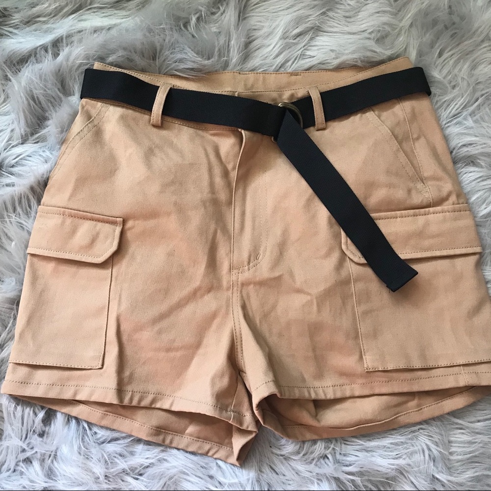 Forever 21 Belted Cargo Khaki Shorts